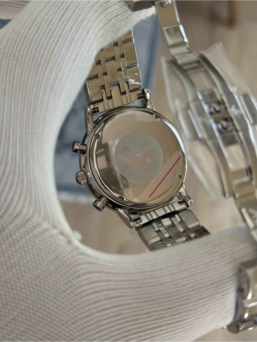Emporio Armani Silver and Black Men's Chronograph Watch